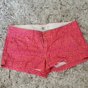 American Eagle Pink and Orange Aztec Tribal Shorts